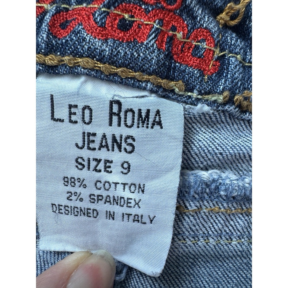 VTG Y2K Leo Roma Jean Size 9 Denim Jorts Short Low Rise Embroidered Pocket Italy - Picture 8 of 11